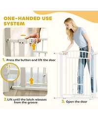 PawHut 30"-41" Dog Gate w/ Cat Door, 3-Inch & 5.5-Inch Extension Kit, 37" H