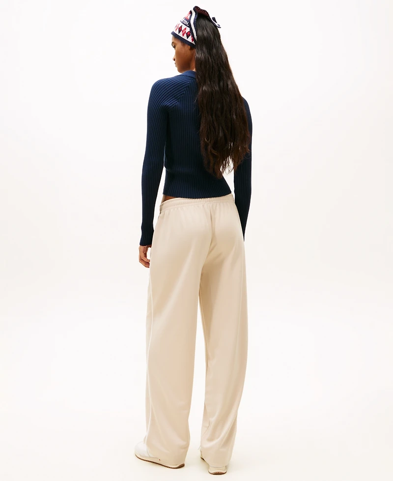 Tommy Jeans Women's Long-Sleeve Ribbed Collar Polo Top