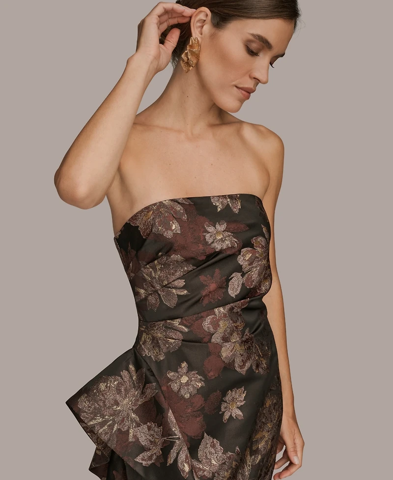 Donna Karan New York Women's Strapless Side Ruffle Dress