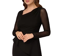 Adrianna Papell Petite Asymmetric Crepe Midi Dress