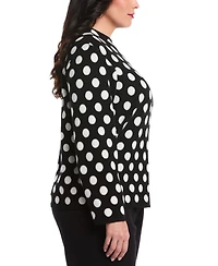 Rafaella Women's Plus Dot Print Mock Neck Long Sleeve Sweater
