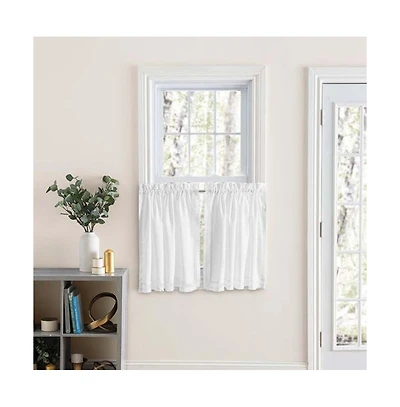 Ellis Intricate Brush Fringe Sewn on Inside Edge and Bottom 1.5" Rod Pocket Tailored Tier 80"x36" White
