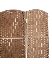 Homcom Panel Resin Wicker Folding Room Divider Privacy Screen Home Office Decor