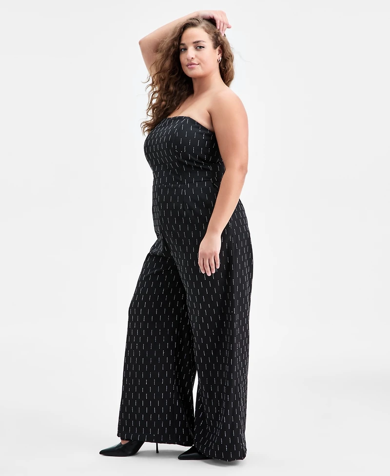 Bar Iii Trendy Plus Embellished Strapless Jumpsuit, Macy's Exclusive