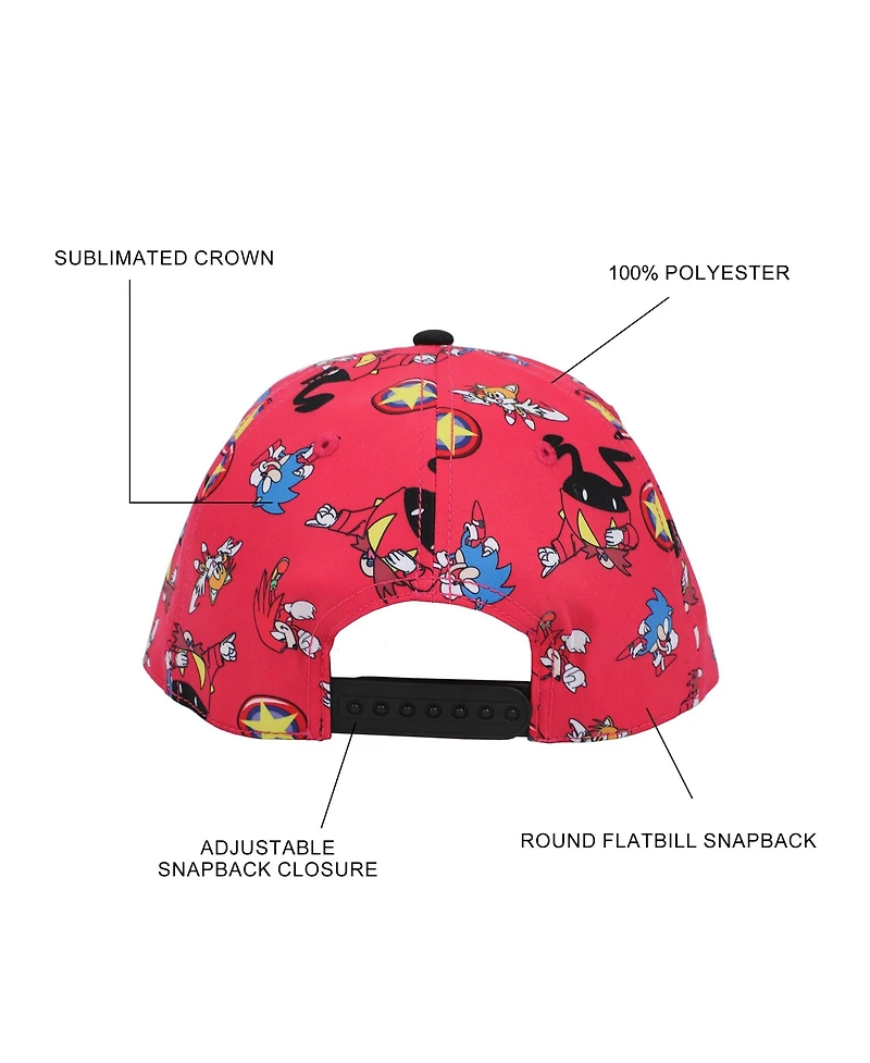 Sonic the Hedgehog Men's Sublimated Aop Poly B15 Snapback