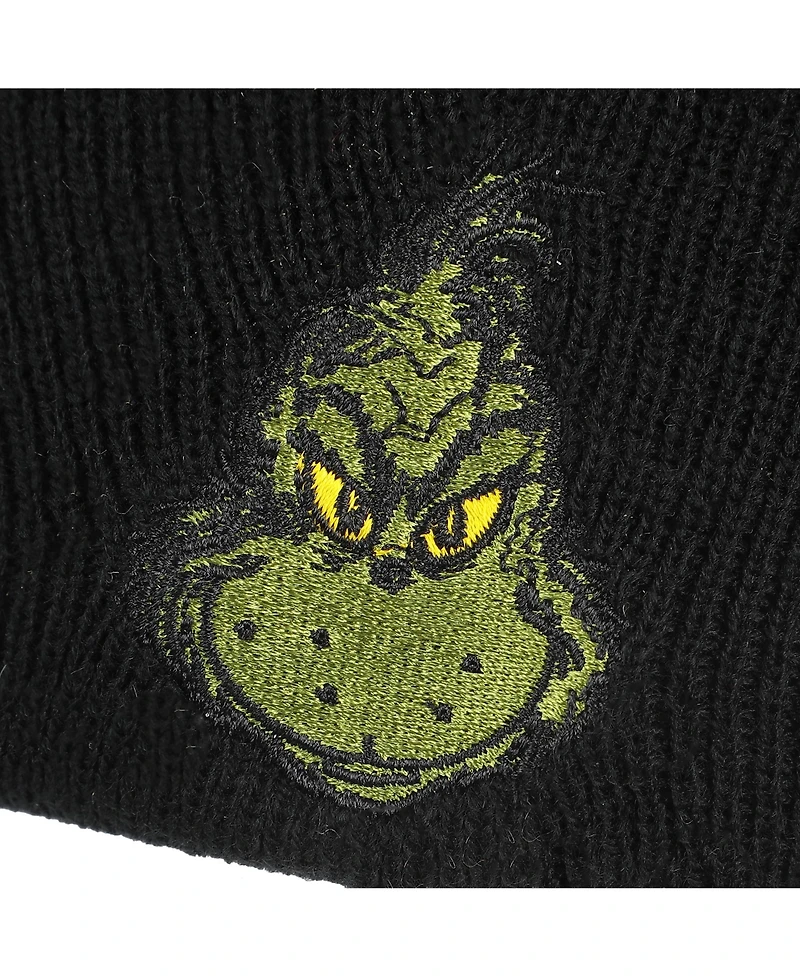 The Grinch Men's Embroidery Black Acrylic Yarn Standard Cuff Beanie