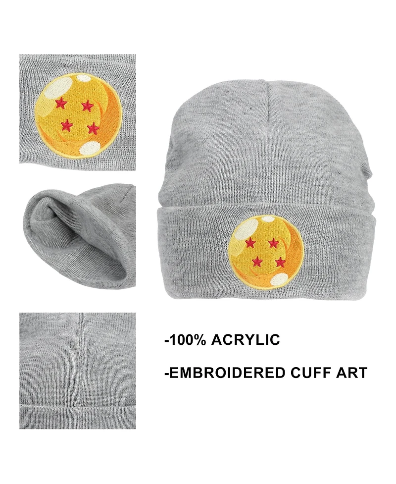 Dragon Ball Z Men's 4 Star Dragonball Heather Acrylic Knit Cuff Beanie
