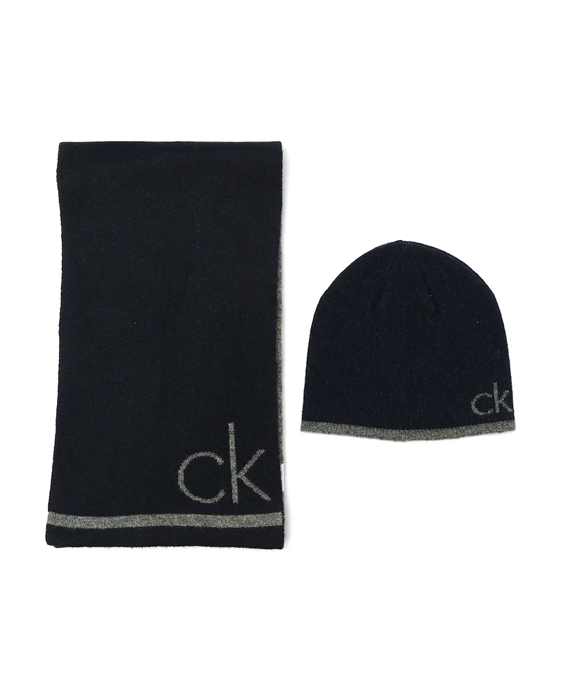 Calvin Klein Men's 2-Piece Fuzzy Scarf and Hat Set