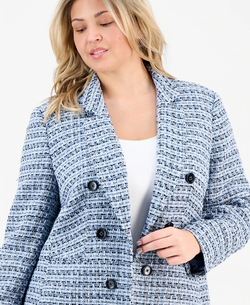 Jones New York Plus Tweed Open-Front Blazer