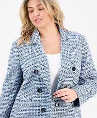 Jones New York Plus Tweed Open-Front Blazer