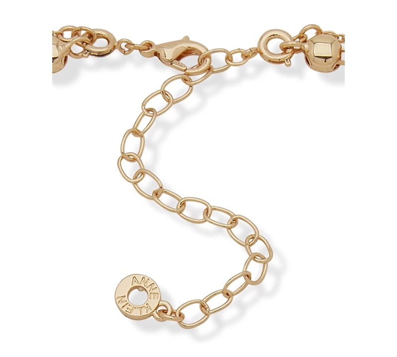 Anne Klein 2 in 1 Glass Bezel Stone Crystal Star Multirow Necklace