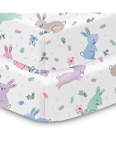 BreathableBaby Cotton Percale Fitted Sheet, For 52" x 28"/132 71 cm Crib & Toddler Bed Mattress (2-Pack)