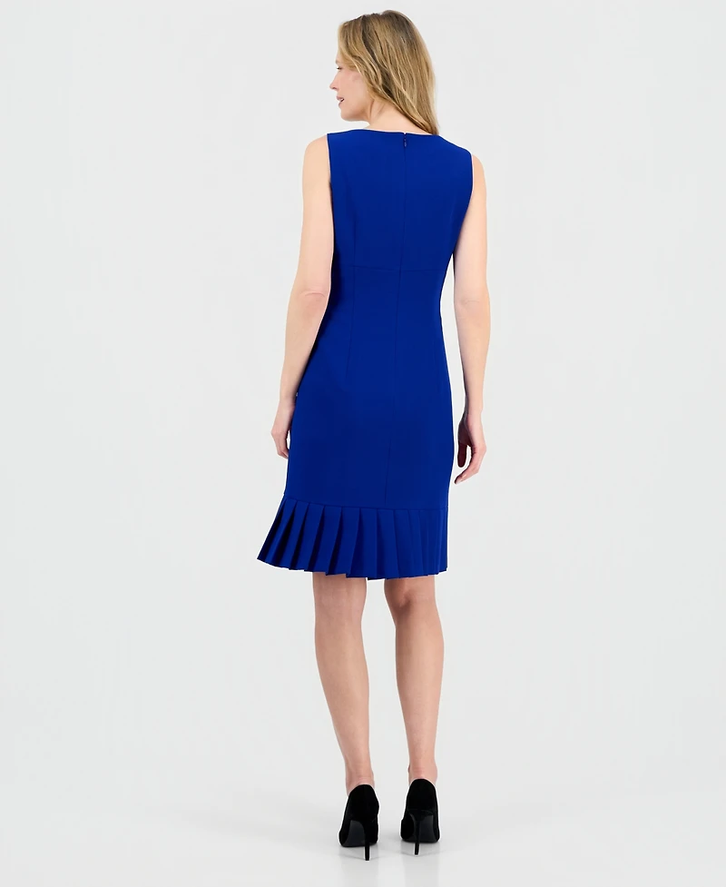 Kasper Women's Stretch-Crepe Pleat-Hem Sheath Dress, Regular & Petite