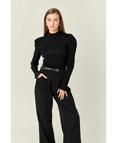 English Factory Women's Turtle Neck Rib Top