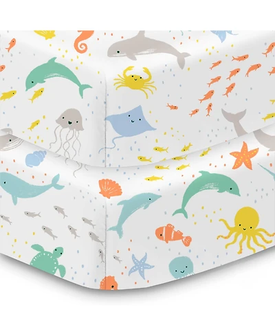 BreathableBaby Cotton Percale Fitted Sheet, For 52" x 28"/132 71 cm Crib & Toddler Bed Mattress (2-Pack)