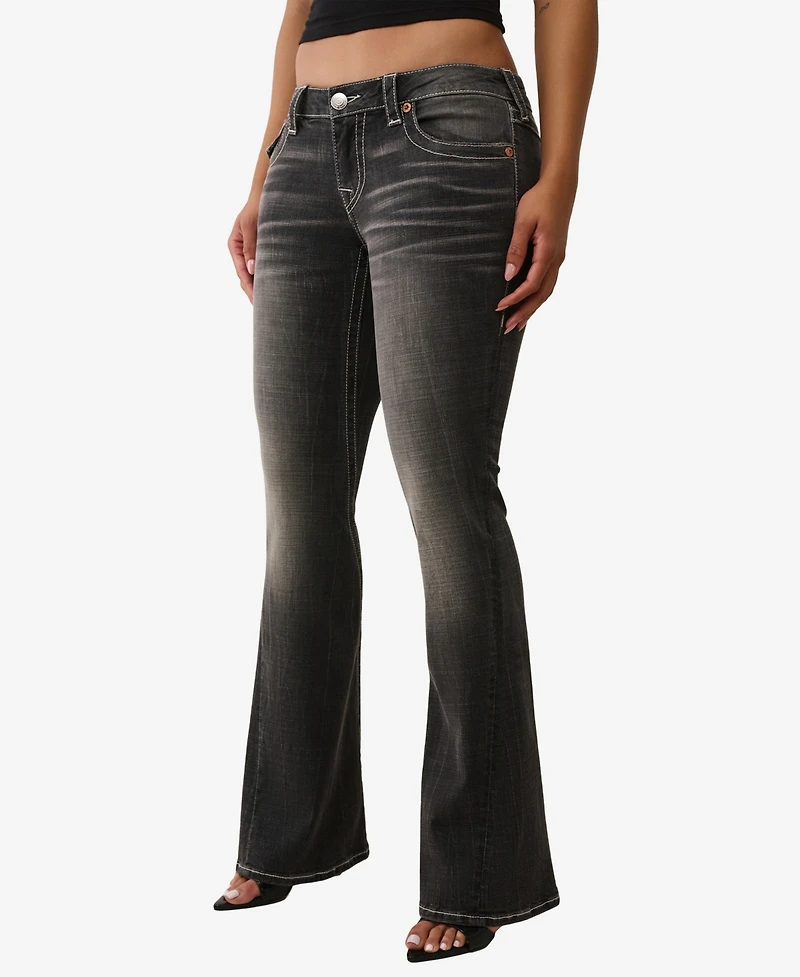 True Religion Women's Joey Flare Low Rise Flap Jeans