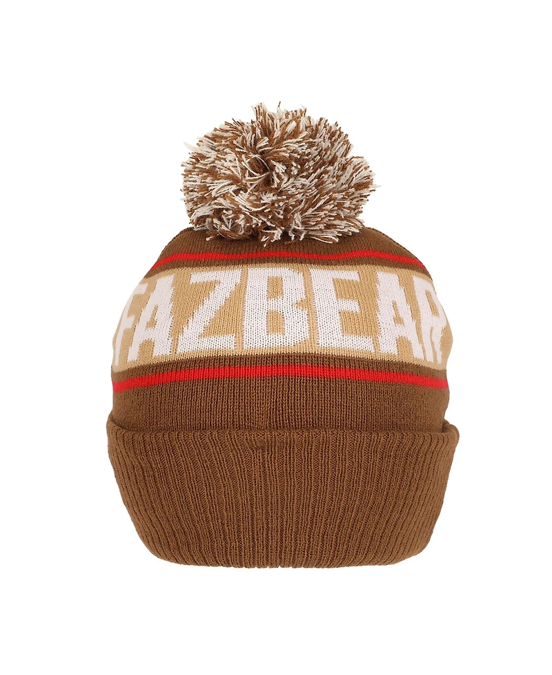 Five Nights At Freddy'S Men's Freddy Fazbear Fuzzy Jaquard And Freddy Embroidery Knit Cuff Beanie With Pom Cuff Beanie