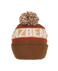 Five Nights At Freddy'S Men's Freddy Fazbear Fuzzy Jaquard And Freddy Embroidery Knit Cuff Beanie With Pom Cuff Beanie
