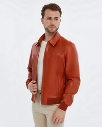 Furniq Uk Men's Leather Bomber Jacket, Created for Macy's
