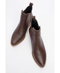 Forever & Always Shoes Dovena Leather Block Heel Ankle Boot (Women)