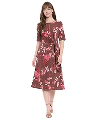 London Times Women's Keyhole Midi Dress