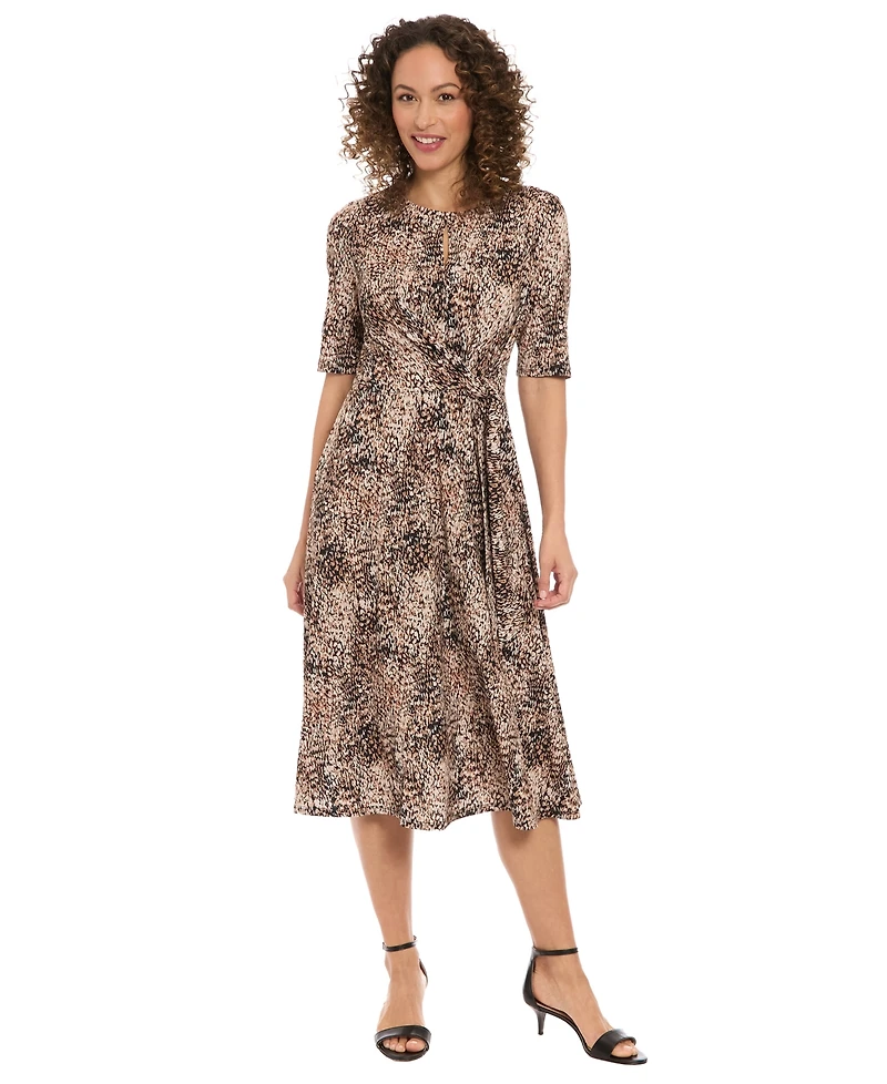 London Times Women's Keyhole Side Tie Dress