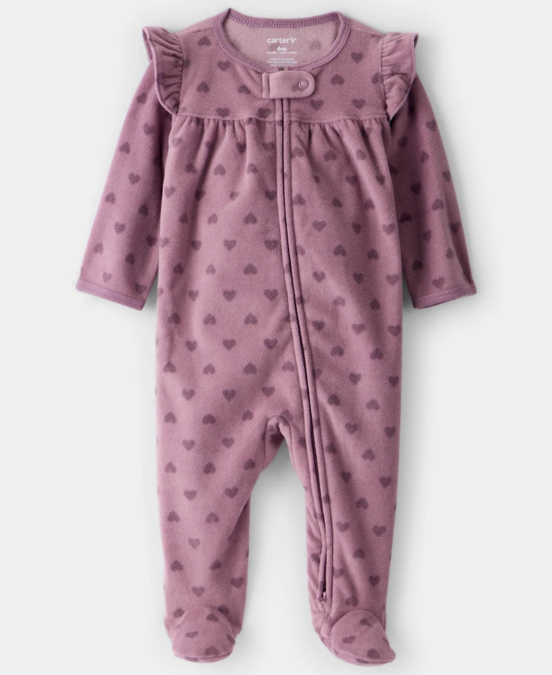 Carter's Baby Girls Heart Print Long-Sleeve Sleep and Play Pajama