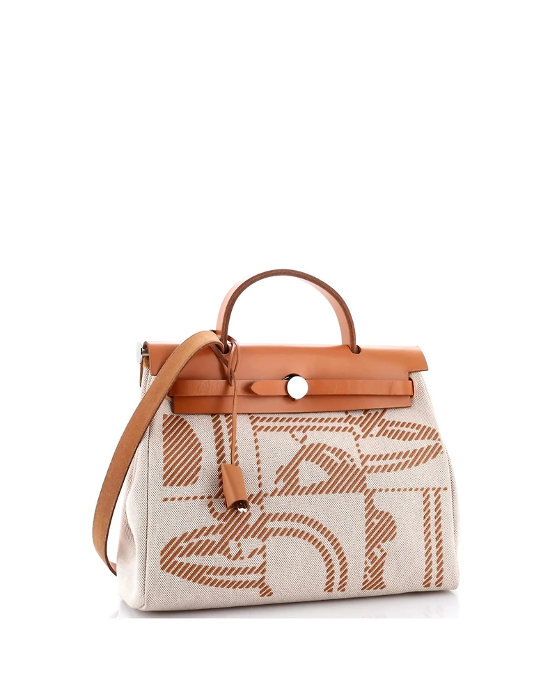 Pre-Owned Hermes 31 Herbag Zip Relief Brides de Gala Toile and Leather