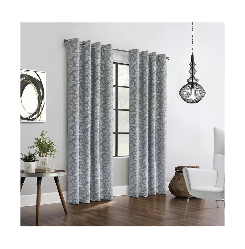 Thermaplus Patricia Blackout Providing Absolute Privacy Minimal Look to Any Room Grommet Curtain Panel 52" x 84" Silver