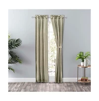 Ellis Curtain Lisa Solid Poly Cotton Duck Fabric Tailored Panel Pair with Ties 56" x Mist