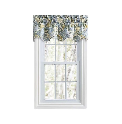 Ellis Hydrangea Classic Pattern Printed 3" Rod Pocket Window Scallop Valance Lined 70"x15" Blue