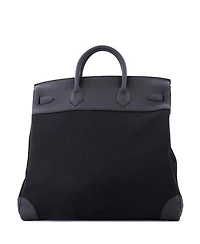 Pre-Owned Hermes Hac 40 Handbag Toile and Black Togo with Palladium Hardware