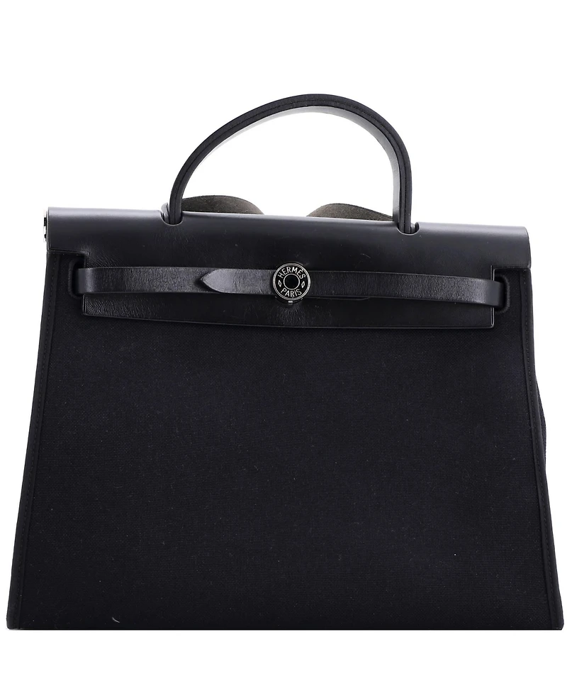 Pre-Owned Hermes 31 Herbag Zip Leather and Toile