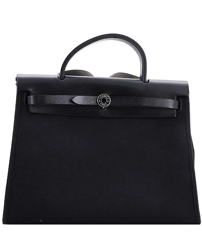 Pre-Owned Hermes 31 Herbag Zip Leather and Toile