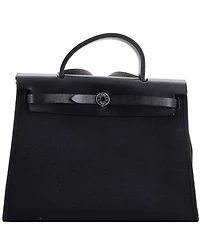 Pre-Owned Hermes 31 Herbag Zip Leather and Toile