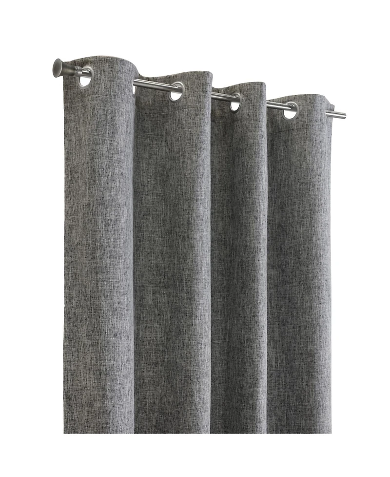 Thermaplus 100% Polyester Duo Reversible Tone Textured Blackout Grommet Curtain Panel 52" x 95" Black to Light Grey