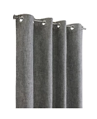 Thermaplus 100% Polyester Duo Reversible Tone Textured Blackout Grommet Curtain Panel 52" x 95" Black to Light Grey