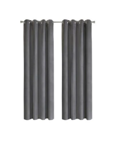 Thermaplus 100 Polyester Duo Reversible Tone Textured Blackout Grommet Curtain Panel 52 X22 X 108 X22 Black To Light Grey