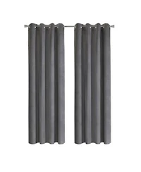 Thermaplus 100 Polyester Duo Reversible Tone Textured Blackout Grommet Curtain Panel 52 X22 X 108 X22 Black To Light Grey