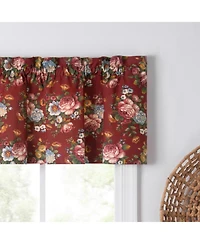 Ellis Bella Rose Stylish Medium Scale Printed Floral Pattern 1.5" Rod Pocket Tailored Valance 58"x15" Red