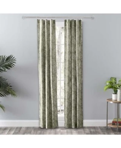 Ellis Curtain Lexington Leaf Pattern On Colored Ground Curtain Pair With Ties 56 X22x84 X22 Sage
