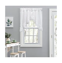 Ellis Curtain Madelyn Ruflled Victorian 1.5" Rod Pocket Swag for Windows Lace Edge 82" x 38