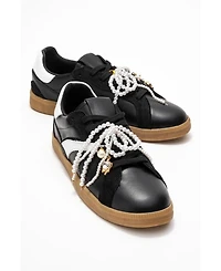 Forever & Always Shoes Taren Leather Pearl Buckle Sneakers (Women)