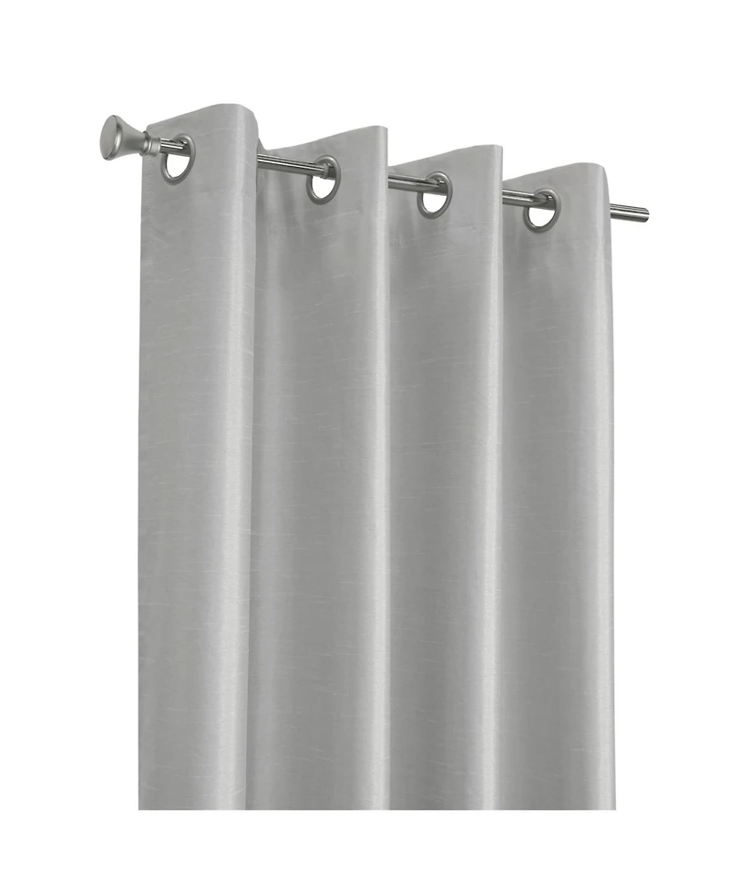 Thermaplus 100% Polyester Glacier Balance Temperature Solid Faux Silk Blackout Grommet Curtain Panel 52" x Silver