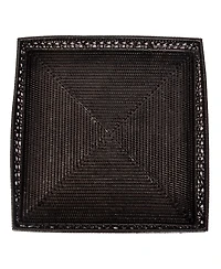 Artifacts Trading Company Rattan Seca Design Square Tray 18" With Glass Insert