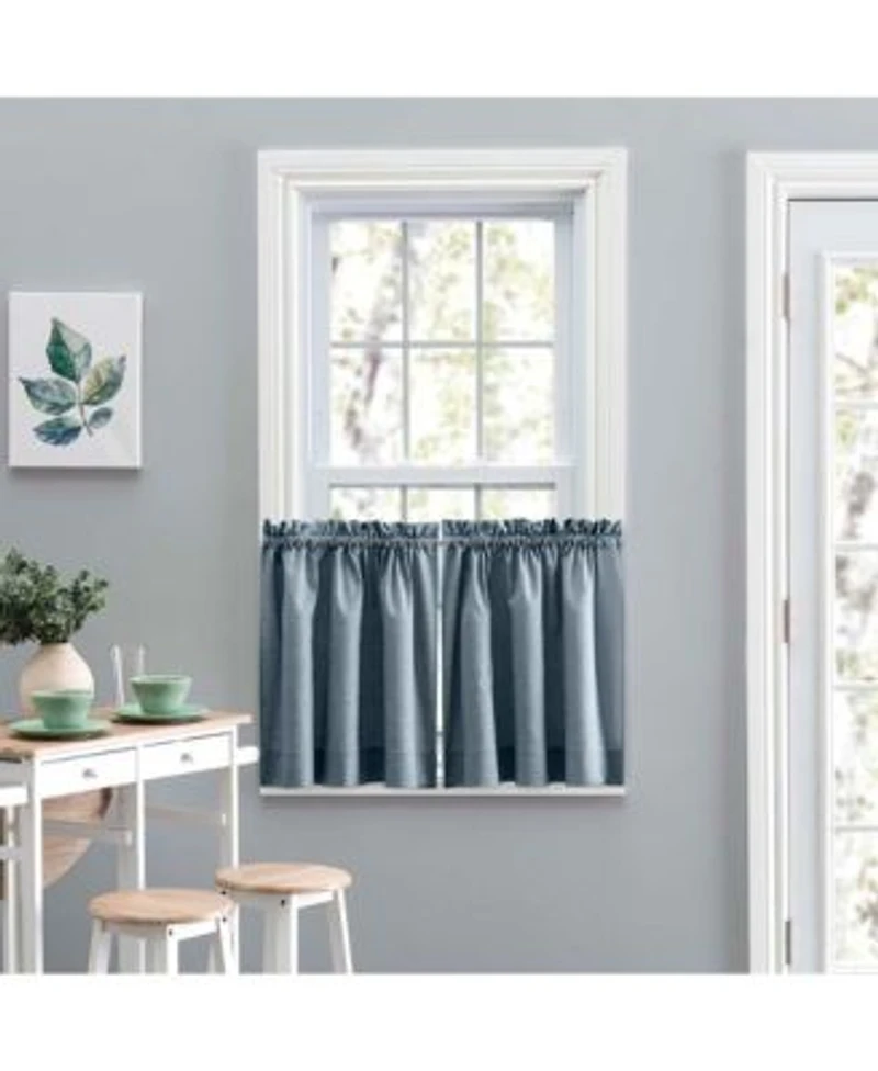 Ellis Lisa Solid Color Premium Poly Cotton Duck Fabric Tailored Tiers 56 X22x36 X22 Dusty Blue