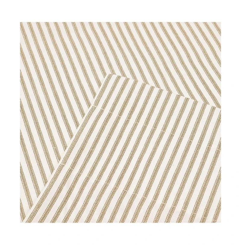 Ellis Curtain Plaza Classic Ticking Stripe Printed 3" Rod Pocket Tailored Panel Pair with Tiebacks 56" x 84" Tan