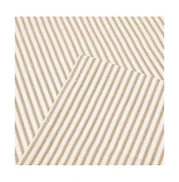 Ellis Curtain Plaza Classic Ticking Stripe Printed 3" Rod Pocket Tailored Panel Pair with Tiebacks 56" x 84" Tan