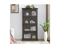 Glass display cabinet 4 Tier Glass Display Cabinet Storage Curio Cabinet with Flip up Glass Doors