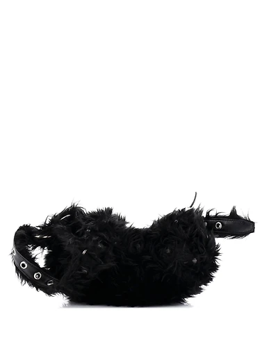 Pre-Owned Balenciaga Xs Le Cagole Giant Studs Shoulder Bag Faux Fur